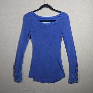 Vintage Witness Waffle Knit Top Button Cuff Sleeve Detail Made In USA Womens S
